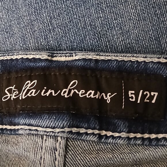 Stella In Dreams Jeans 5 27 Mid Rise Boot Cut Embellished Blue Denim Stretch - Picture 9 of 11